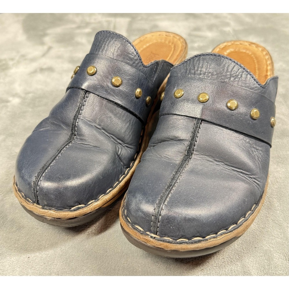 Josef Seibel Clog Shoes Womens Size EU 42 (US 11) Blue Leather Mule Slip On